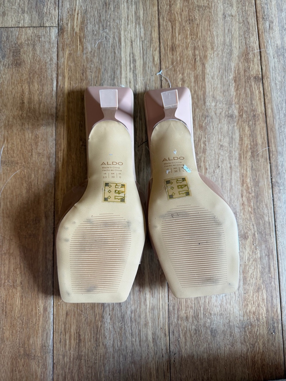 ALDO • Women's Nude Square-Toe Slide Sandals - Picture 2 of 2